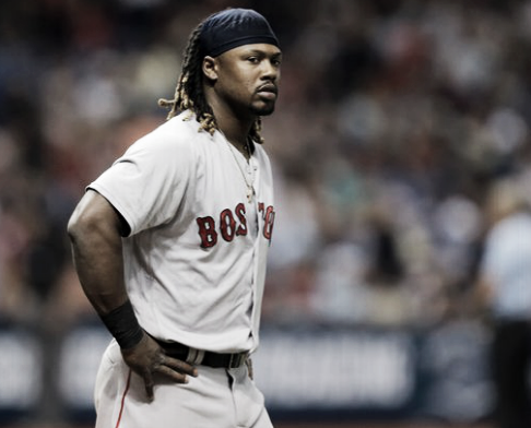 Hanley Ramirez looks on after striking out with the bases loaded in the fifth inning. | AP