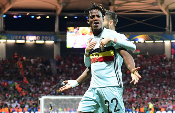 Batshuayi celebrates his first ever major tournament goal for Belgium last week. (Picture: Getty Images)