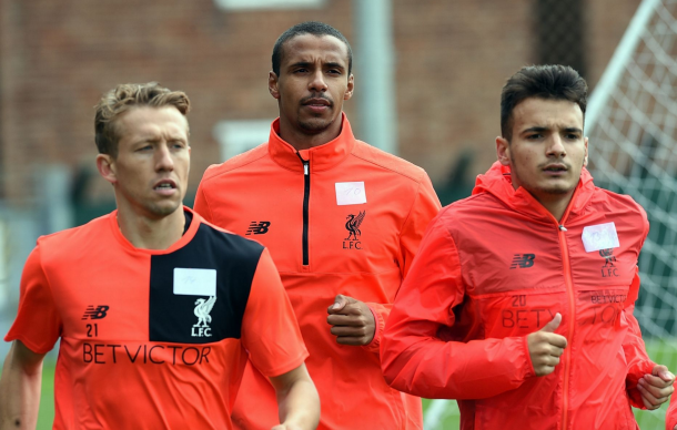 Matip in training with his new teammates on Saturday at their Melwood training ground. (Picture: Getty Images)