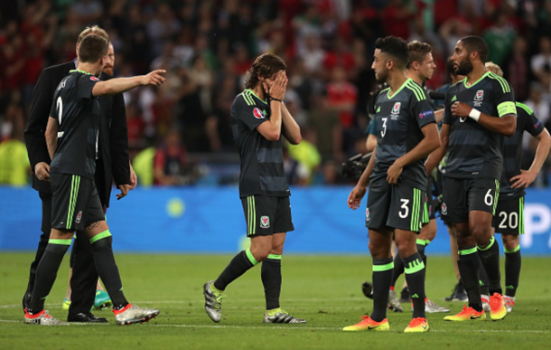 A devastated Allen after the full-time whistle confirmed Wales' elimination. (Picture: Getty Images)