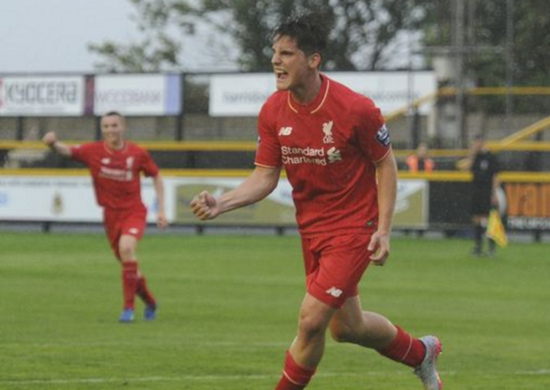 Canos celebrates after scoring for Liverpool's U21s at the start of last season. (Picture: Liverpool Echo)