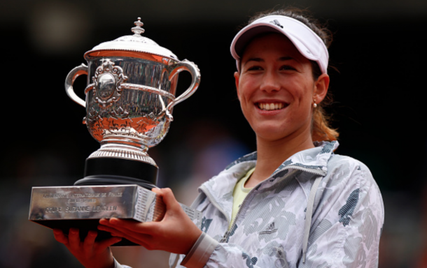 Garbine Muguruza of Spain celebrates victory during the Ladies Singles final match against Serena Williams of the United States on day fourteen of the 2016 French Open at Roland Garros on June 4, 2016 in Paris, France. (Photo Mehdi Taamallah/NurPhoto via Getty Images)
