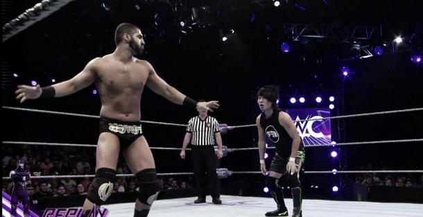 Ho Ho overcame the powerful Daivari to be victorious (image: WWE Network)