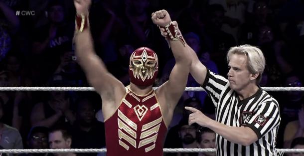 Metalik made history and won the first ever match in The Cruiserweight Classic (image: WWE Network)