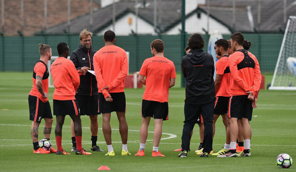 Klopp in pre-season training at Melwood with a number of his first-team squad. (Picture: Getty Images)