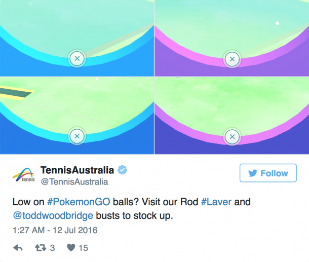 Tennis Australia gives fellow Pokemon Go players some advice to find Pokestops at their statues of Rod Laver and Tood Woodbridge
