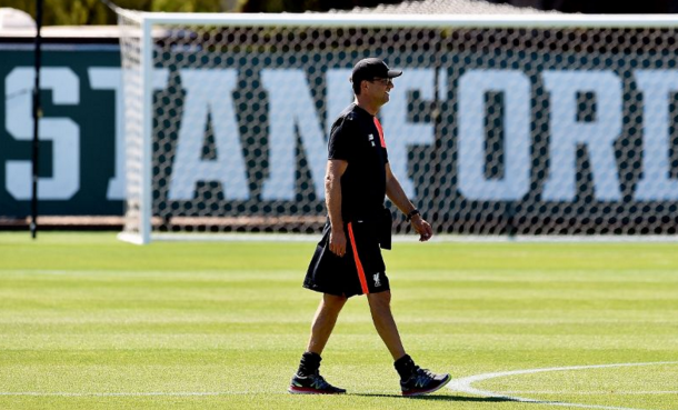 Klopp led a strong squad for training, including the Reds' returning England quartet. (Picture: Liverpool FC via Getty Images)