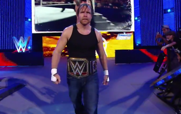The champion Dean Ambrose makes his way to the ring (image: WWE NETWORK)