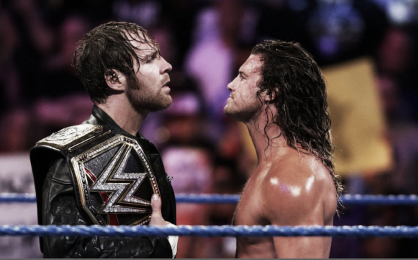 Dolph Ziggler and Dean Ambrose stare each other down (image: youtube.com)