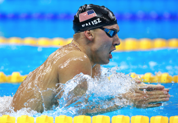 Kalisz swimming the breaststroke in the 400 IM (Adam Pretty/Getty Images)