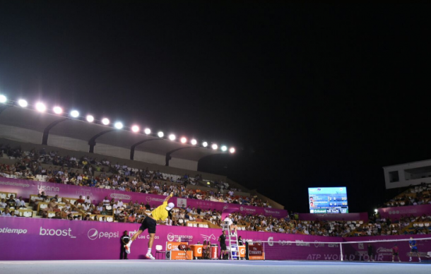 Feliciano Lopez in action during his semifinal match at Los Cabos Open. (Photo: Mextenis)