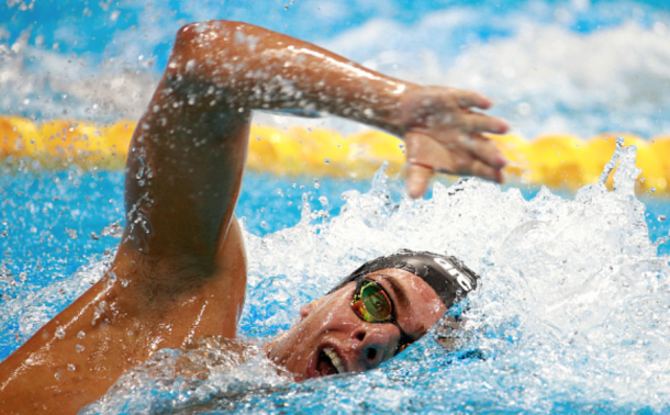 Paltrineri swims in the 1500 free (Adam Pretty/Getty Images)