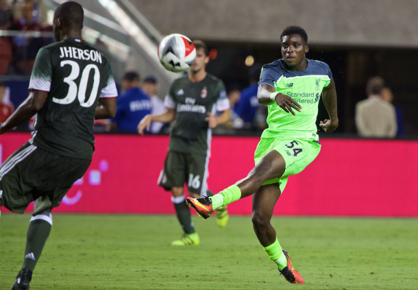 Ojo in action for Liverpool against AC Milan on their pre-season tour of the US. (Picture: This is Anfield)