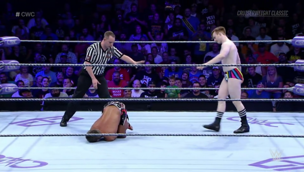 Gallagher ties up Tozawa! (image: WWE network)