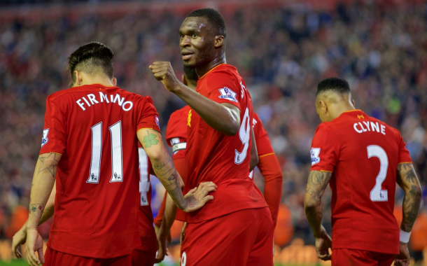 Benteke celebrates his last Liverpool goal in May, a last-gasp equaliser in a 1-1 draw with Chelsea. (Getty Images)