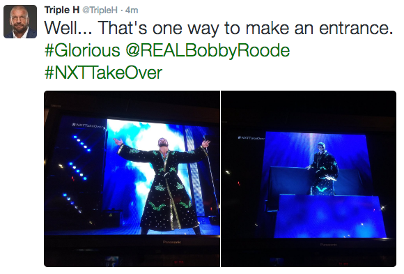 Triple H liked Bobby Roode's entrance did you? (image: twitter)