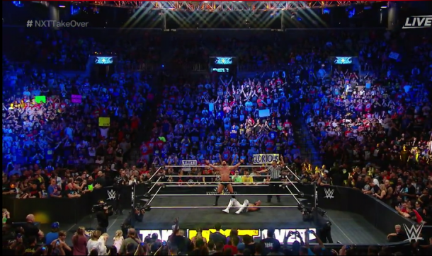 Bobby Roode bathes in glory following his win (image: wwe network)