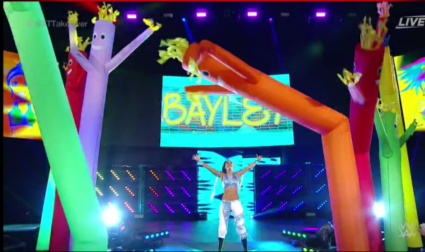 Bayley makes her entrance at NXT TakeOver Brooklyn (image: wwe network)