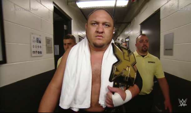 Intense focus are in the eyes of the champion Samoa Joe (image: wwe network)