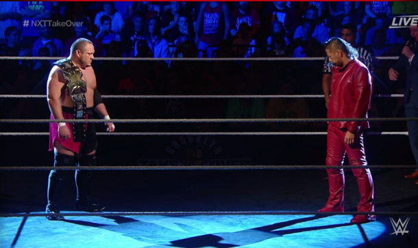 An intense stare-down by the two stars of NXT (image: wwe network)