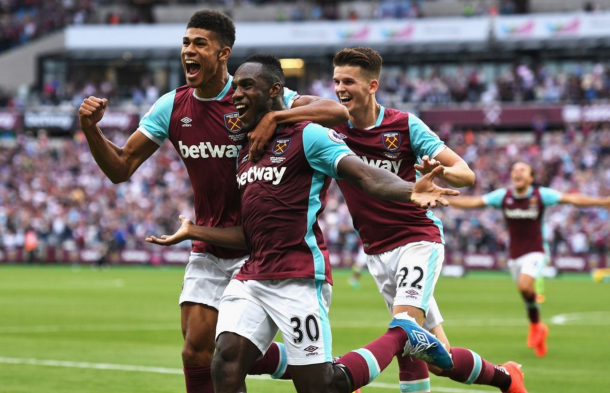 Antonio celebrates his late match-winner. (Picture: Daily Mail)