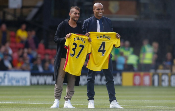 Pereyra and Kaboul were unveiled in front of the Watford fans last weekend. (Picture: Getty Images)