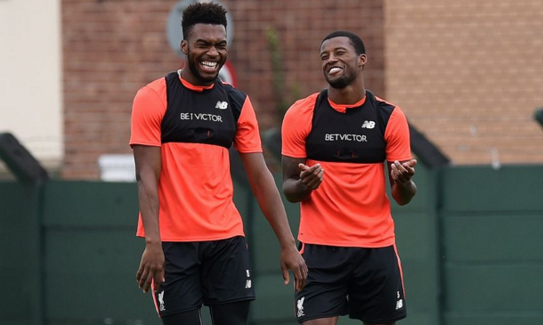 Sturridge and Wijnaldum in Liverpool training. (Picture: Liverpool FC)