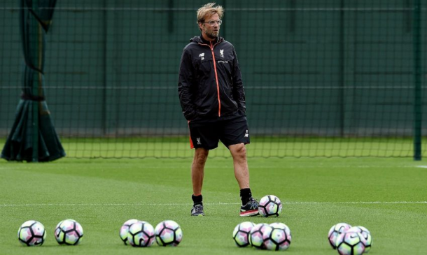 Klopp oversees first-team training at Melwood earlier in the week. (Picture: Liverpool FC via Getty Images)