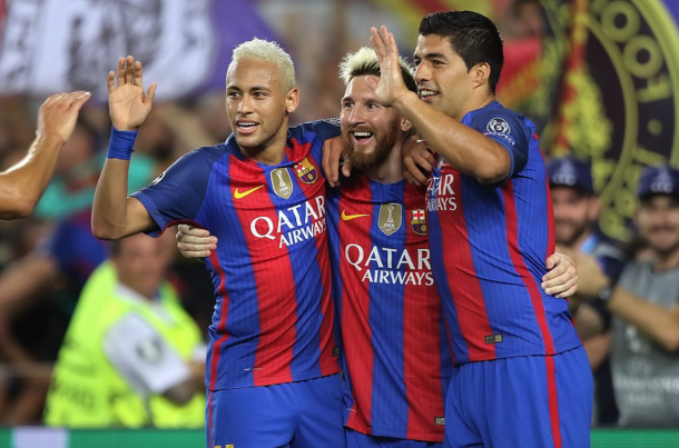 Messi, Suarez and Neymar were at their scintillating best together on Tuesday. (Picture: Getty Images)