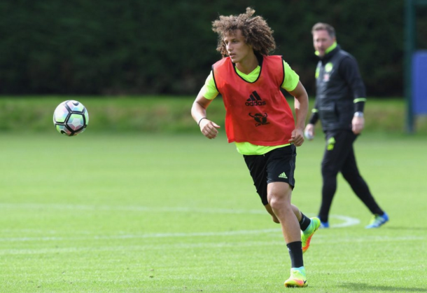 Luiz in Chelsea training earlier this week. (Picture: Getty Images)