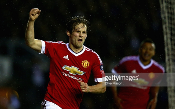 Blind celebrates his goal - Derby in the FA Cup (Clive Mason/Getty Images)