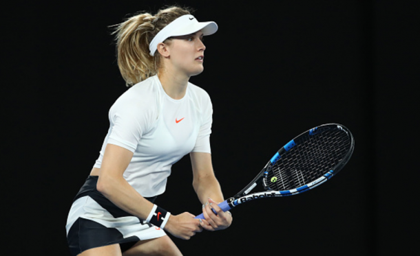 Bouchard prepares to return a serve during her match vs Coco Vandeweghe during the Australian Open (Cameron Spencer/Getty)