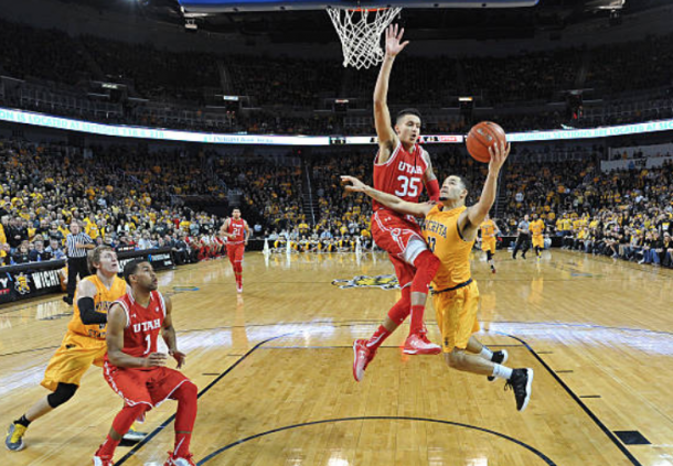 Kuzma showcasing his length against Wichita State. (Photo by Peter Aiken/Getty Images)