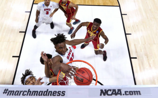 Ojeleye throwing down a monster dunk against USC in the tournament. (Photo by Ronald Martinez/Getty Images)