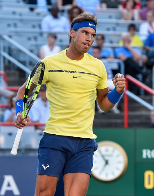 Nadal fist pumps after taking the opening set (Getty Images Sport/Minas Panagiotakis)