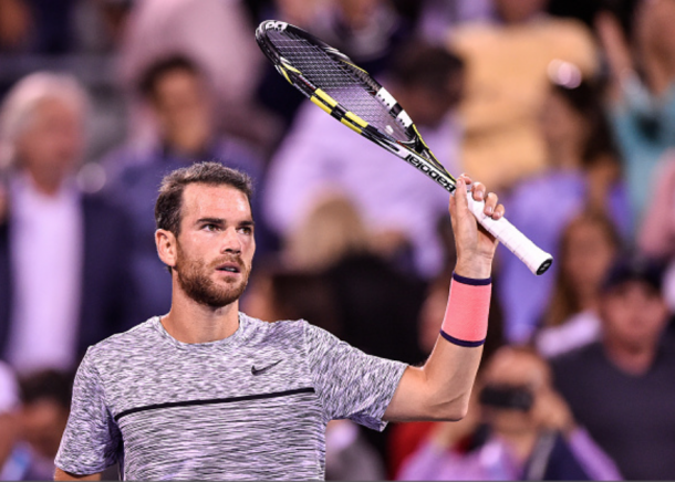 Mannarino salutes the crowd in Montreal after defeating Milos Raonic (Getty Images Sport Minas Panagiotakis)