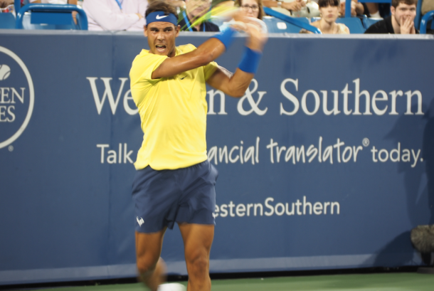 Nadal hitting a backhand