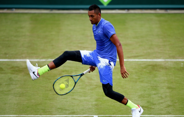 Kyrgios hitting a tweener (Getty Images Sport Jordan Mansfield)