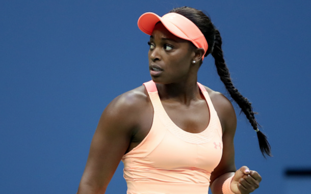 Sloane reacts to taking the first set (Matthew Stockman/Getty images)