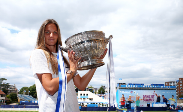 Pliskova with her title in Eastbourne (Charlie Crowhurst/Getty Images)