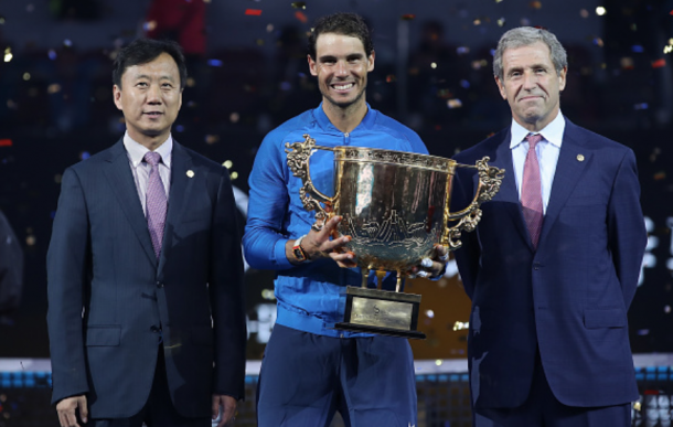 Nadal is all smiles after capturing the China Open title, his sixth title of the year 