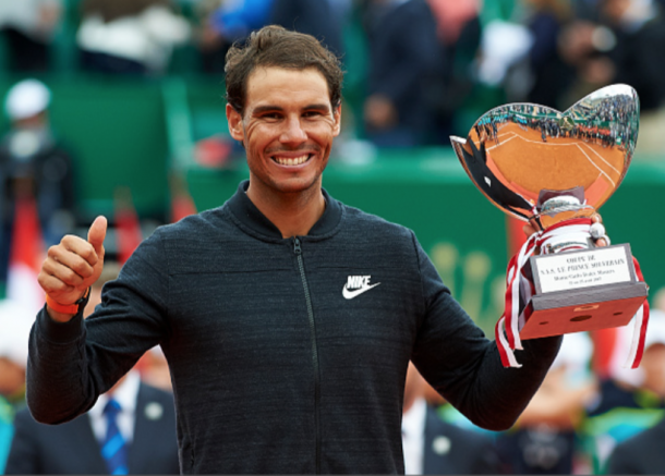 Nadal with his first title of the year in Monte Carlo (Fotopress/Getty Images)