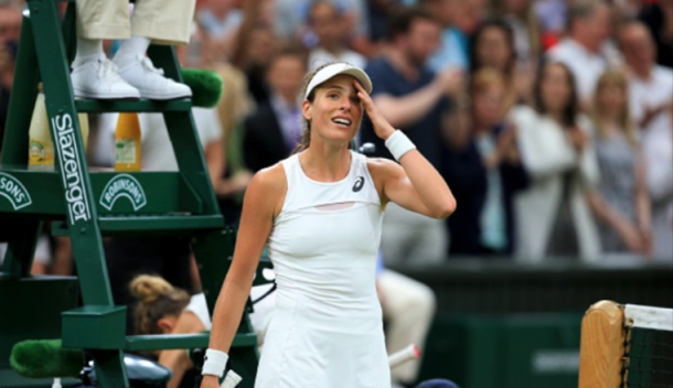 Johanna Konta was overcome with emotion after reaching her first ever semifinal at her home Slam (Anadolu Agency/Getty Images)