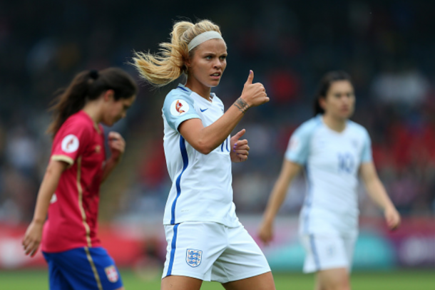 Rachel Daly hopes to give plenty of thumbs up during the SheBelieves Cup. (Photo by Catherine Ivill - AMA/Getty Images)