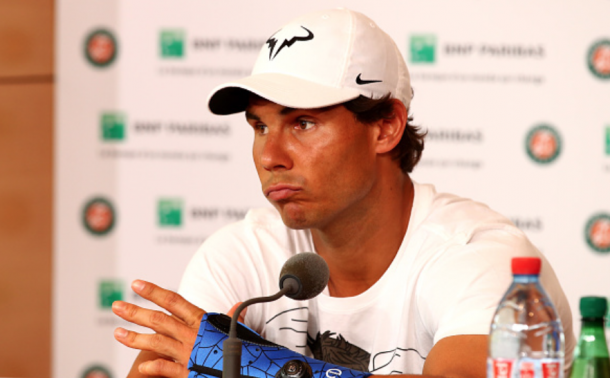 Rafael Nadal talks to the press after his withdrawal from the 2016 French Open (Clive Brunskill/Getty Images)