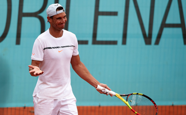 Nadal all smiles during training at Mutua Madrid Open (Quality Sport Images/Getty Images)