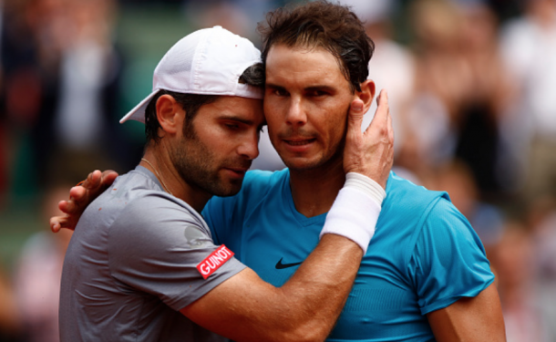 Nadal and Bolelli share a nice moment at the net (NurPhoto/Getty Images)