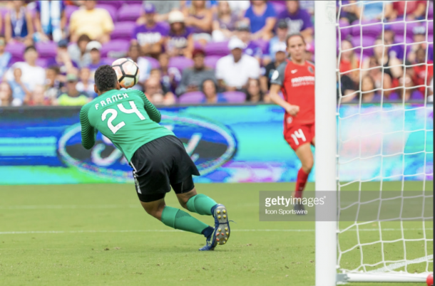 Franch demonstrates her speedy saves. Photo: Getty Images/IconSportswire 