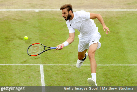 Marcel Granollers hits a forehand. | Getty Images Sport | Matthew Stockman