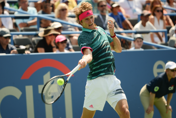 Zverev was the aggressor today, forcing Tsitsipas to rally from well behind the baseline (Noel Alberto/VAVEL USA)